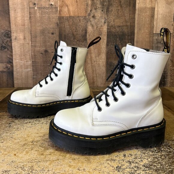 Dr. Martens Jadon Side Zip Patent Leather White Platform Combat Boots Womens 7 - Picture 12 of 12